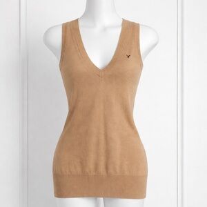 Vtg American Eagle Y2K Sweater Vest Womens S V Neck Cotton Wool Preppy Academia